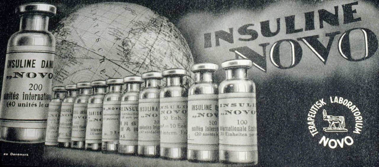 Insulin Novo Werbung im Jahr 1930.